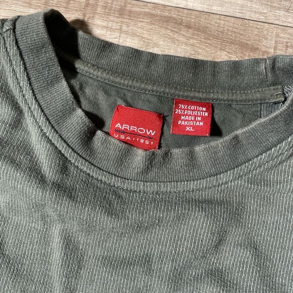 Arrow USA 1851 Y2K Skater Grunge Shirt Mens Size XL Short Sleeve Dark Green - Picture 3 of 10